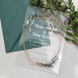 Geometric Greenery Acylic Invitation